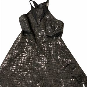 Black faux snake skin mini dress